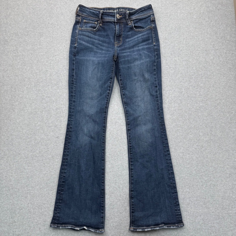 American Eagle Kick Boot Jeans Womens 4 Super Stretch Dark Wash Flared Denim
